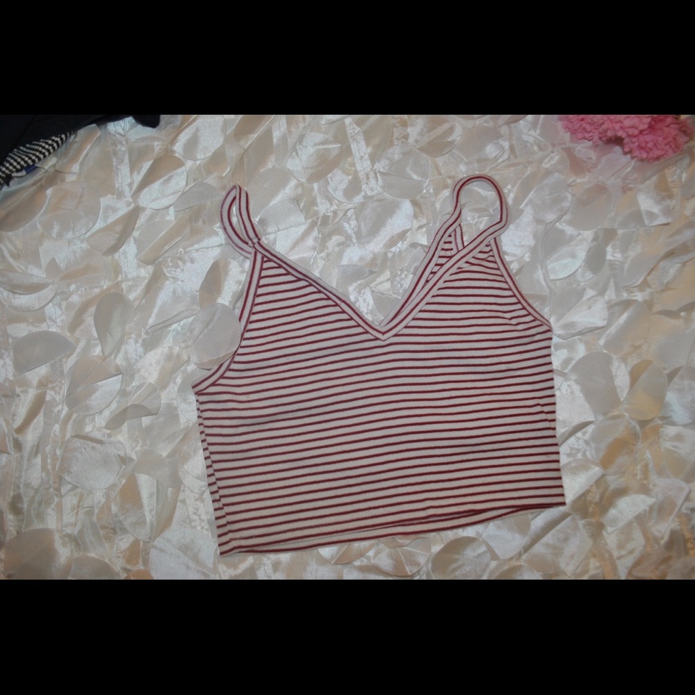 Zara V-Neck Red stripes crop top